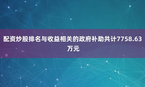 配资炒股排名与收益相关的政府补助共计7758.63 万元